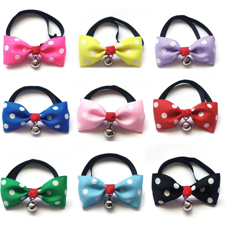 New /loot Cute Lovely Pet Dog Bowknot Tie Bow Necktie Collar Has the bell Pet Clothing Dog Cat Puppy IC758