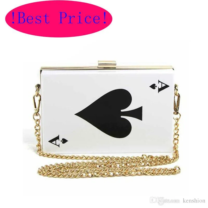 Miglior prezzo Borse da sera acriliche calde! Pochette di marca da donna Borsa da donna Queen Borsa con catena rigida Borsa per profumo Poker di plastica - RC031