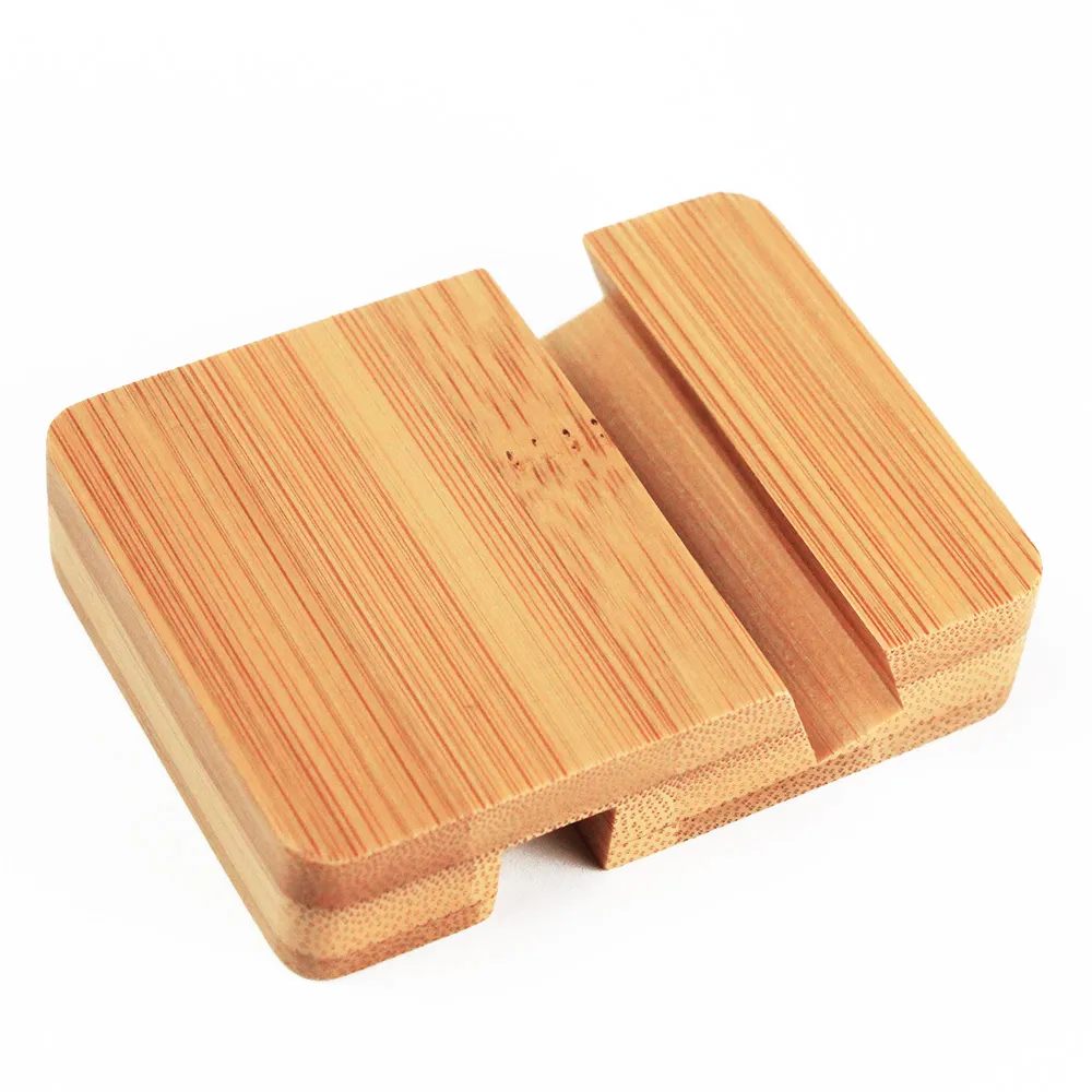 Suporte universal do telefone de madeira Ui preguiçoso pequeno portátil Bambu Stand para iPhone Huawei Samsung Smart