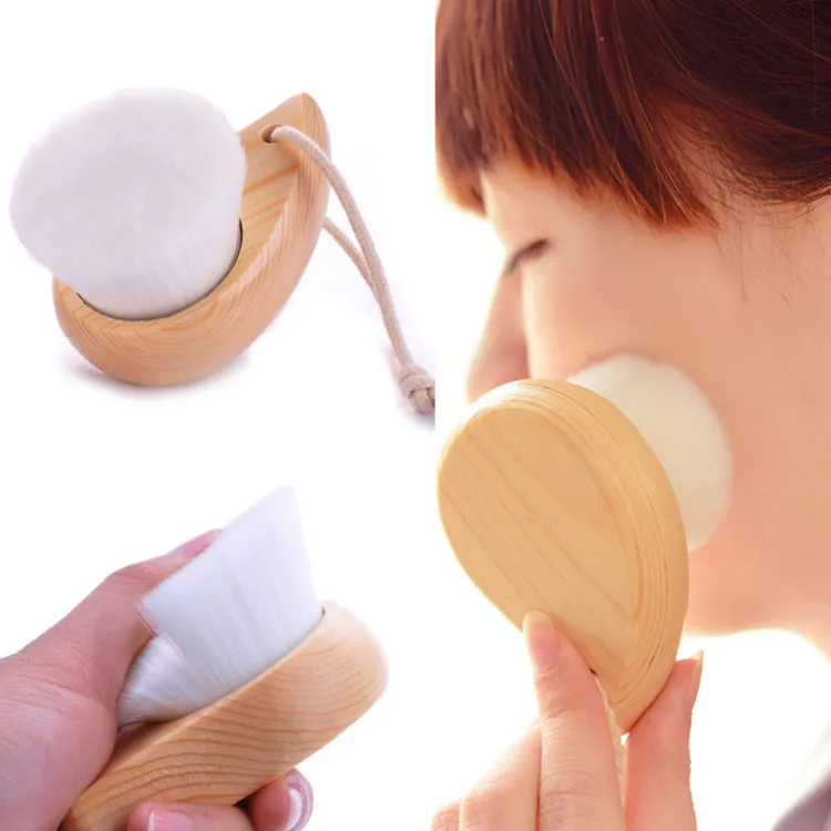 Beleza face lavagem escova limpeza maquiagem escovas macio fibra facial limpeza limpo pore cuidado de madeira punho compõem ferramentas