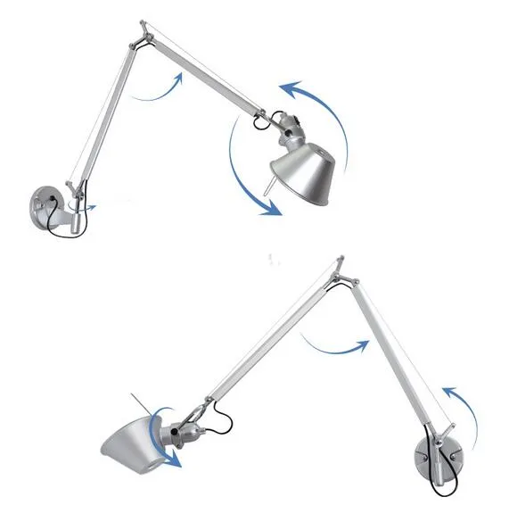 aluminium skugga vägglampa lång arm vägg sconce metall vägg ljus mekanisk design vägg belysning för matsal studie rum vardagsrum