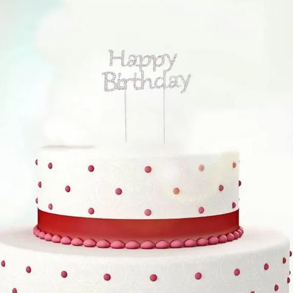 Brillant Strass Joyeux Anniversaire Gâteau Topper plug Lettres Conception Topper Cristal Pick Stick Décoration De Gâteau pour La Décoration De Gâteau De Fête D'anniversaire