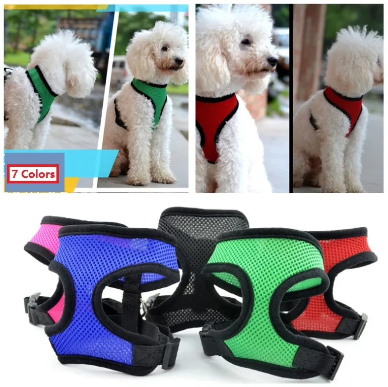 Tout nouveau chien de compagnie en Nylon maille harnais sangle gilet collier petit chien de taille moyenne chiot confort harnais 7 couleurs