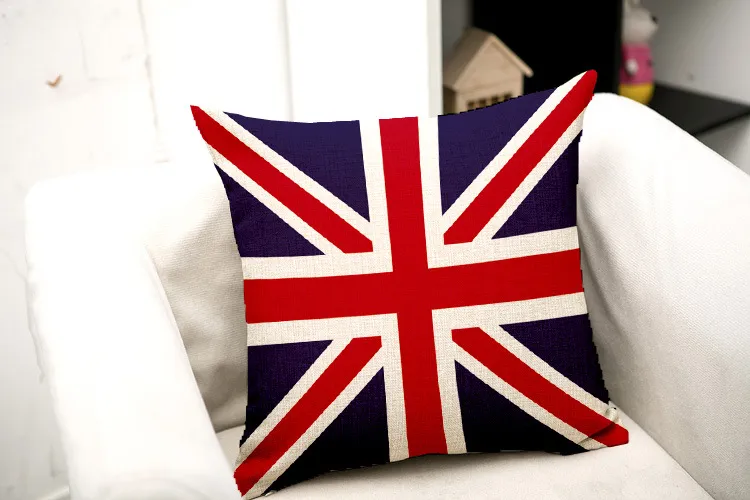 National Flags Cushion Cover American British Kanada Franska Flaggor Kuddehus Hem Kontorekreter Högkvalitativ Vacker kudde täcker DHL