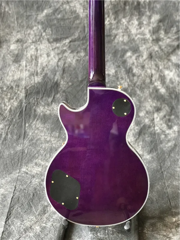 재고 있음 - 자주색 색상의 불꽃 메이플 탑이있는 맞춤형 일렉트릭 기타, 모든 색상 사용 가능, 고품질 기타라