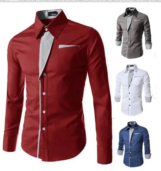 Nuovi camicie da uomo formale da uomo casual slim maniche lunghe camicie camicie camisa masculina camicie casual tagliasica taglia M-4XL