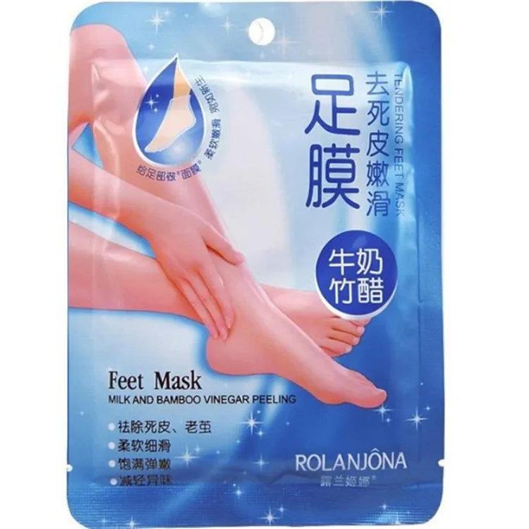 Rolanjona Milk Bamboo Vinegar Feet Mask Peeling Exfoliating Dead Skin Remove Professional Feet Mask Foot Care 