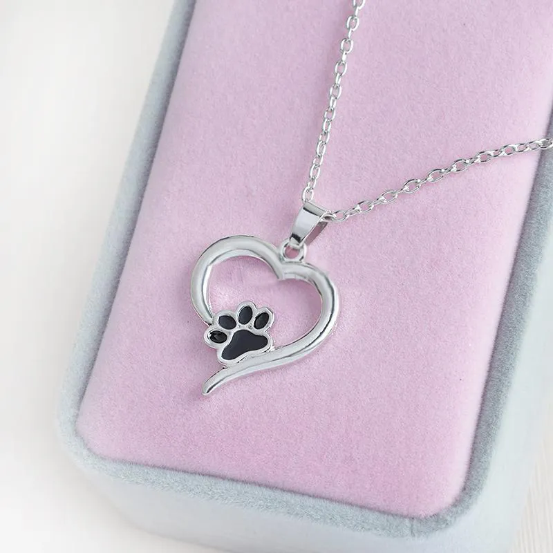 925 Silverplätering Hjärta Tasstryck Halsband Pet Memorial Personlighet Katt Hundälskare Halsband Smycken Partihandel