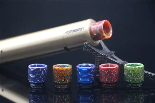 3Styles Snake Skin Pattern 510 810 Thread Epoxy Resin Drip Tips Wide Bore Mouthpiece for TFV8 Prince Kennedy 528 v1.5 TFV8