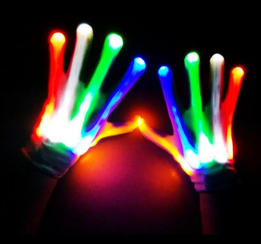 Blinkende Finger-Beleuchtungshandschuhe, Halloween, Weihnachten, Clubtanz, Kostüm, LED, bunte Rave-Zauberhandschuhe, Lichtshow, Füllbeutel, Geschenk