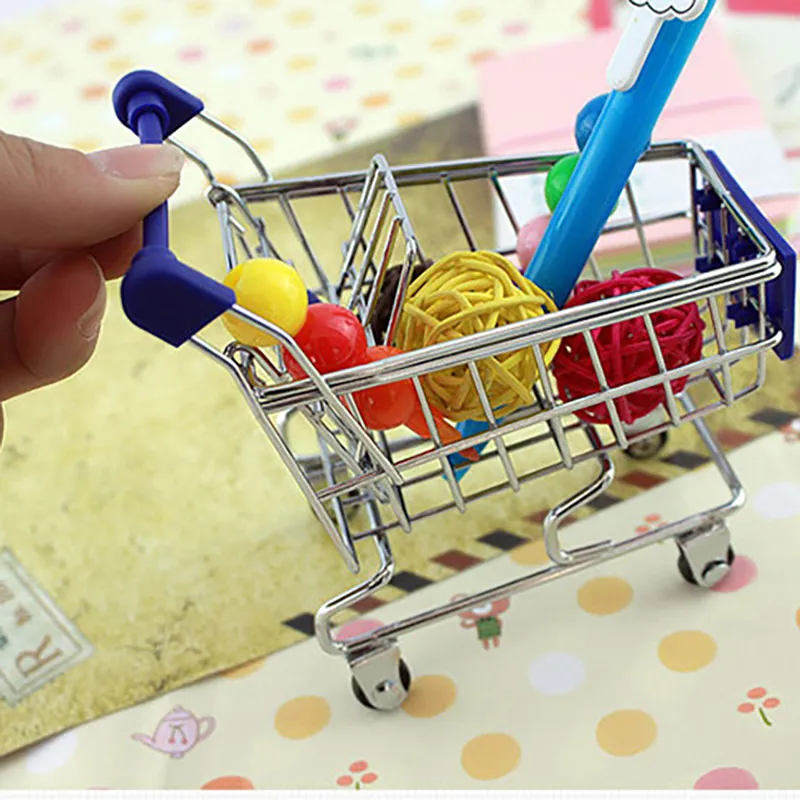 Mini Supermarket Handcart Shopping Utility Cart Mode Storage Basket Desk Toy New Collection Free DHL In Stock WX-C27