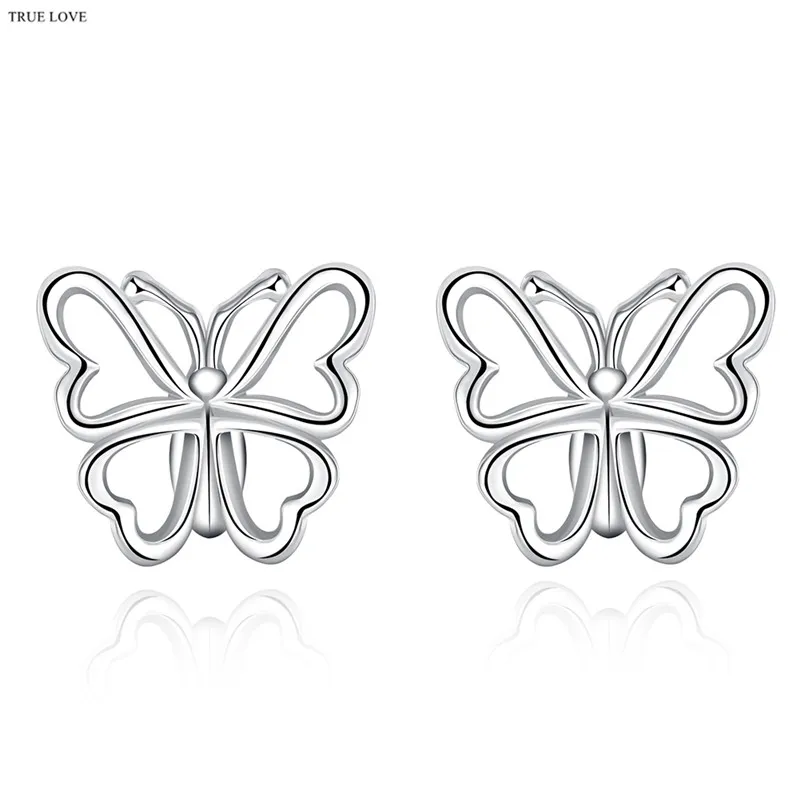 925 brincos de prata borboleta moda jóias para as mulheres estilo minimalista charme fábrica global quente por atacado barato frete grátis