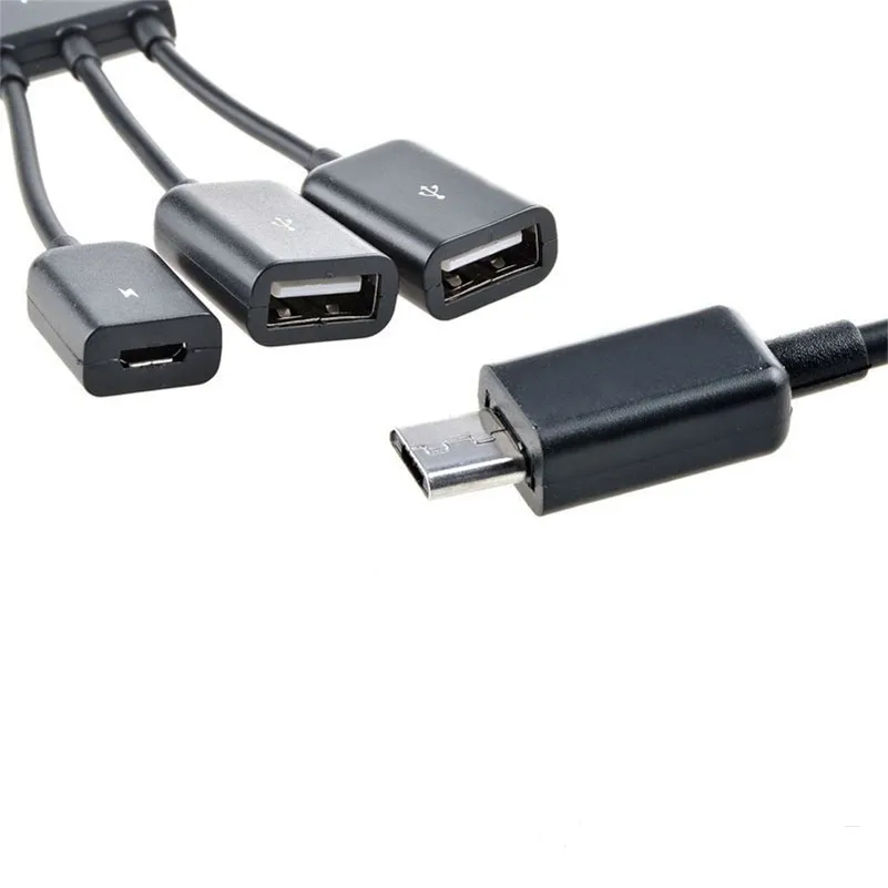 50 قطعة / الوحدة * 3 في 1 مايكرو usb otg hub كابل موصل spliter 3 ميناء مايكرو usb شحن شاحن الطاقة لسامسونج جوجل نيكزس