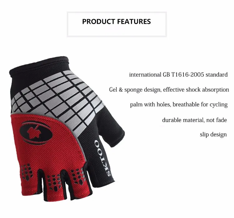 Gants de cyclisme demi-doigt hommes femmes 039s été respirant vélo gants courts Ciclismo antichoc VTT sport de montagne vélo A1346255