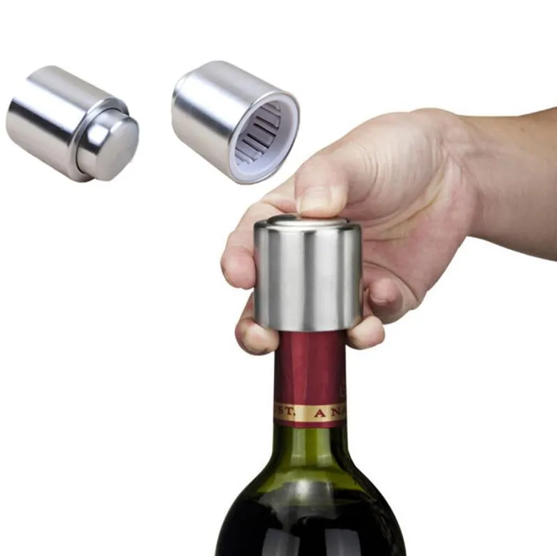 Stainless Steel Vacuum Sealed Wine Bottle Stopper Wine Bottle Saver Preserver Pump Sealer Bar Stopper Kitchen Tools