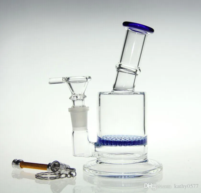 Ny Bong Water Pipe Honeycomb Percolator Bong Inline Perk 6 "Glas Vattenrör Glasbubbler med skål 14.4mm led