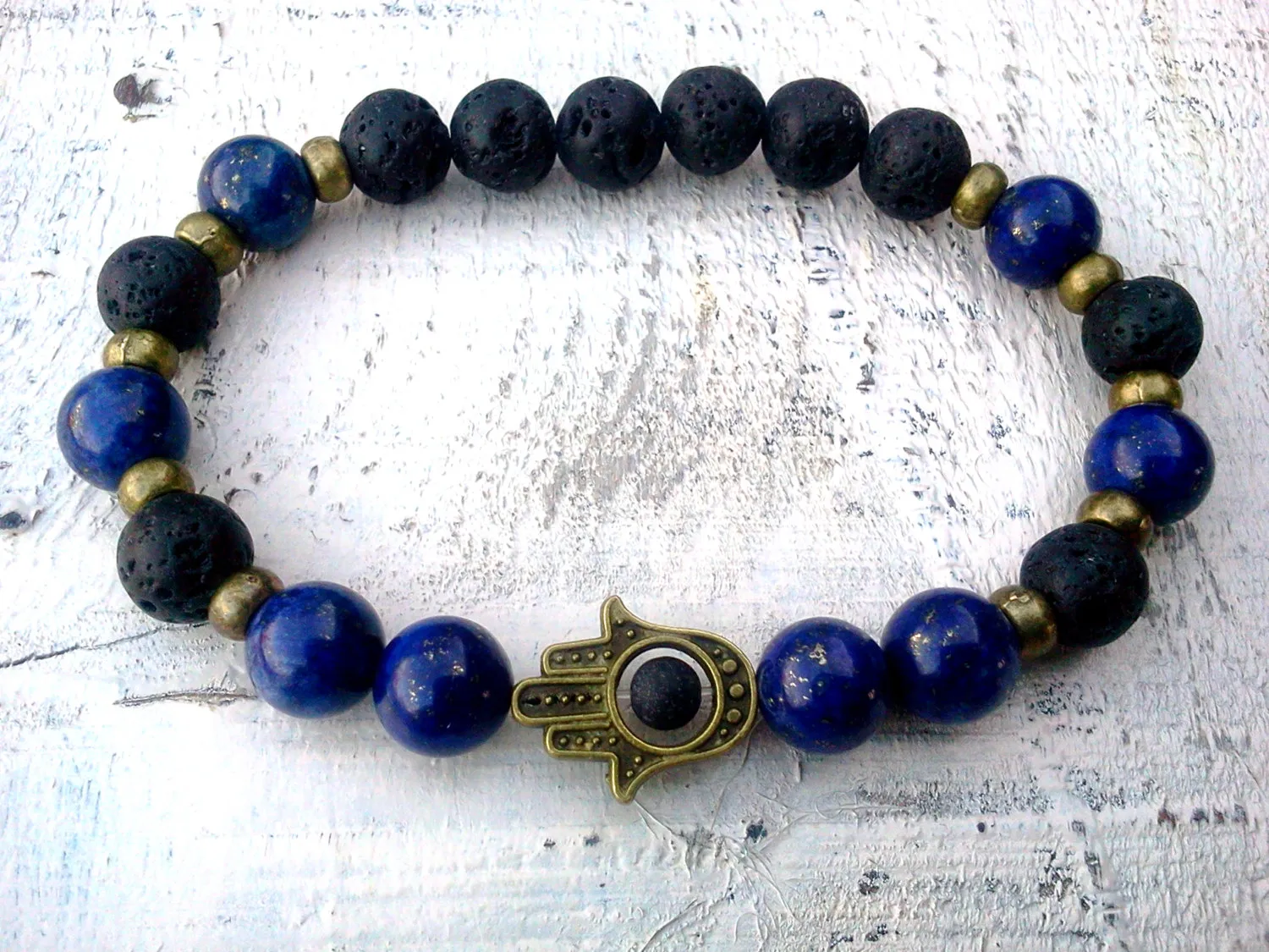 SN0295 modedesign smycken lapis lazuli hamsa armband lava hamsa armband lapis och lava man lycka till armband276q