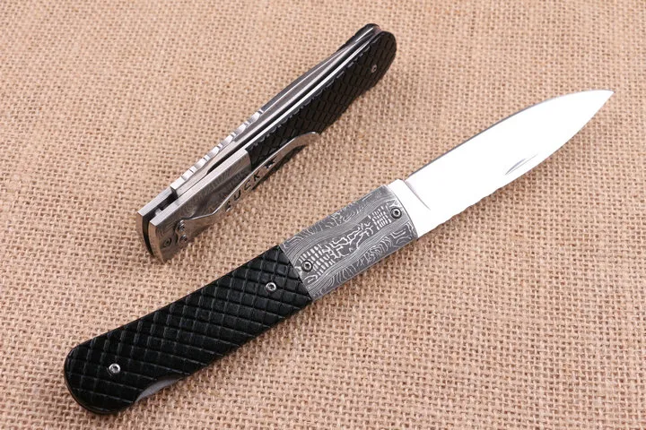 Coltello a lama pieghevole da tasca EDC 440C 58hrc Fine di finitura satinata Blades Outdoor Camping Escursionismo Coltelli di salvataggio Blocco Blocco Indietro