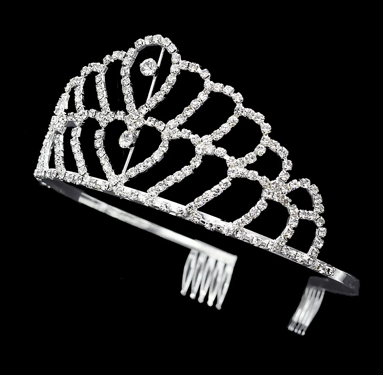 Lüks taç Parlak Kristal Gelin Tiara Parti Pageant Gümüş Kaplama Düğün Taçlar Hairband Tiaras Of Ucuz Düğün Saç Aksesuarları 2017