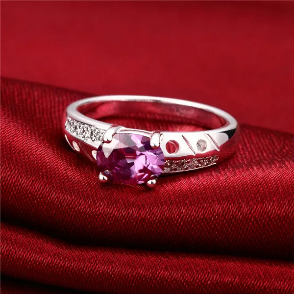 Горячая распродажа Full Diamond мода круглый 925 серебряное кольцо STPR057D новый белый драгоценный камень стерлингового серебра покрытием кольца