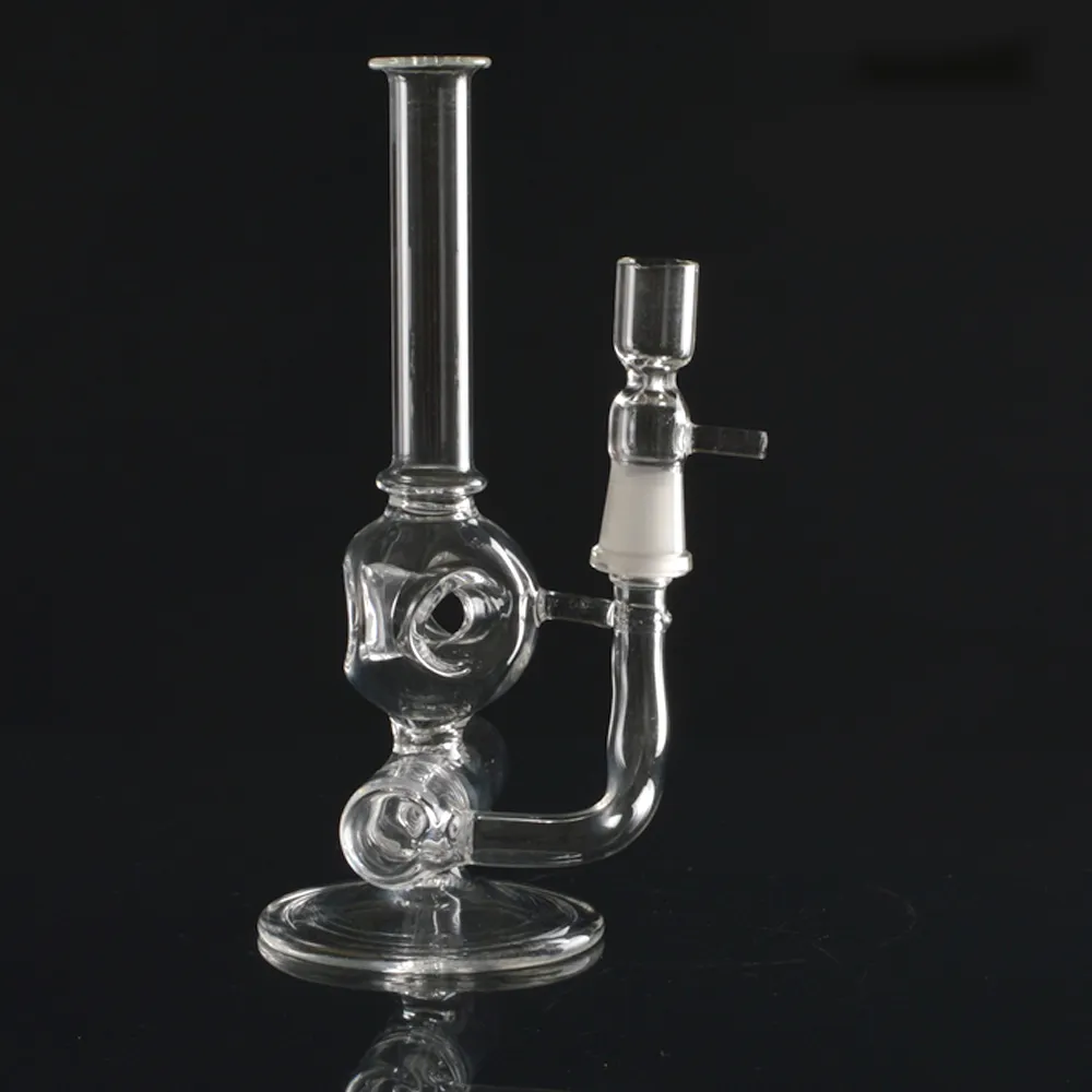 New two function 8"height glass bong inline bubbler water smoking pipe water pipe oil rig recycler pipes for smoking
