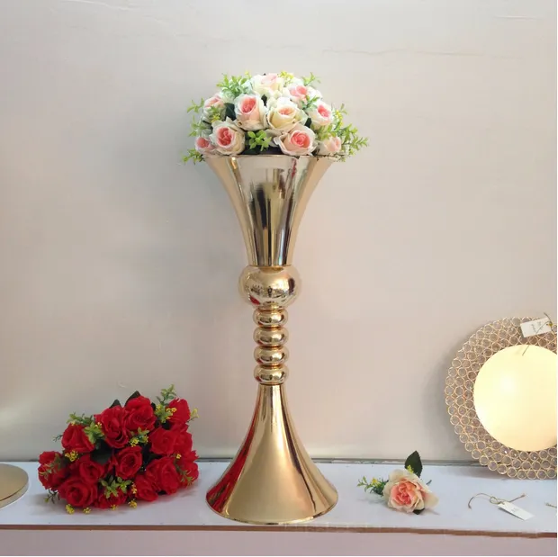 65 cm h flor de ouro suporte de mesa de casamento vaso de mesa de casamento adereços 8 pçs / lote