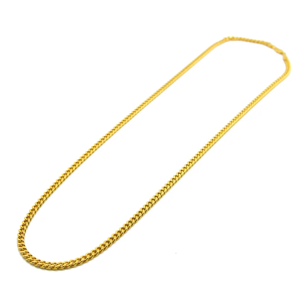 5 мм / 30 дюймов 3 мм / 24 дюйма Золотая серебристая сплошная кубинская кожурная цепочка мужское ожерелье Хип-хоп Ювелирный стиль