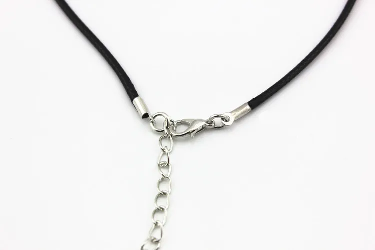 Черный коричневый 45+5 см 2 мм кожаный шнур ожерелье цепь с сплава Омаров застежки для мужчины женщина подвески