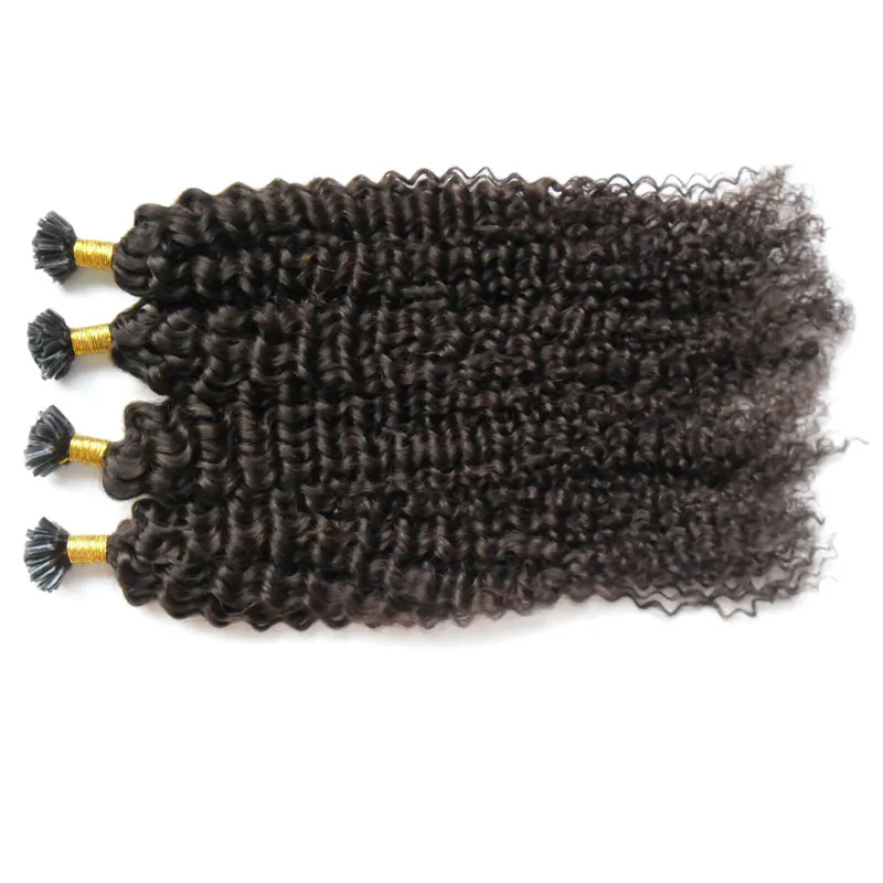 Cheveux bouclés crépus mongols 200g cheveux de Fusion humaine pointe en U 100 Extensions de cheveux humains Remy 200s bâton de kératine tip1754968