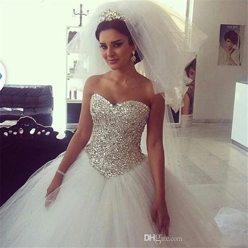 Luxurious Ball Gown Wedding Dresses Real Pictures Lace Appliques Princess Wedding Gowns Off the Shoulder Bridal Gowns