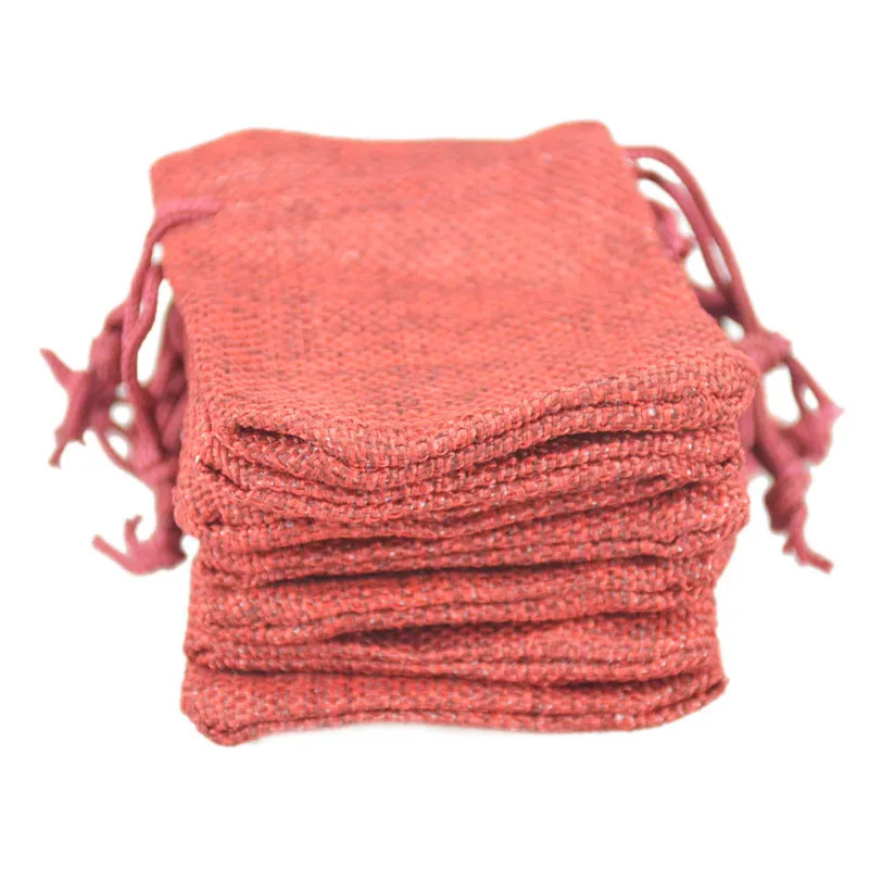 6.5 * 8.5 cm Dubbellaags Hoge Quanlity Natural Linnen Trekkoord Tassen Sieraden Pouch Jute Tassen Jute Pouch Package Tassen Gift Hessian Bags Sack