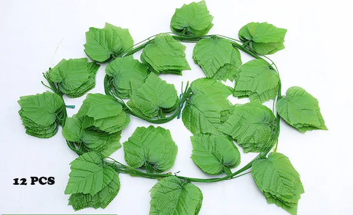 Festlig och festtillbehör 240cm / 20 löv Julkrans Växter Druv Artificiell Vine Leaf Fake Lövverk Blommor Ivy Hängande Rattan Inredning