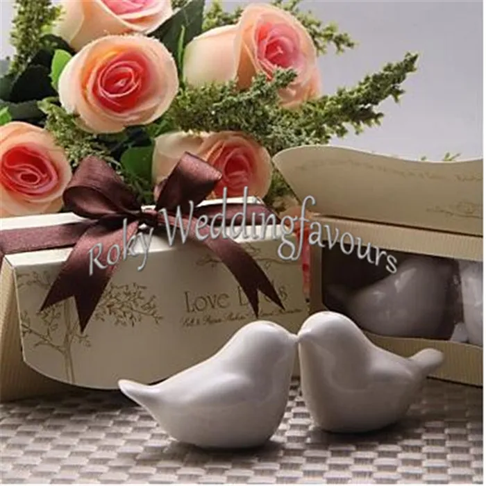 DHL Love Birds Salt and Pepper Shaker Ceramic Beaucoup Wedding Favors Presentes de Casamento Wedding Shower Supplies
