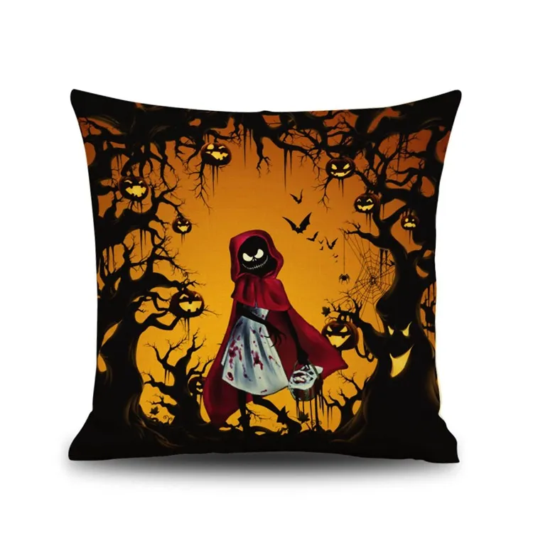 Halloween Home Decor Spooky Pumpkin Pillowcases With Castle & Witch