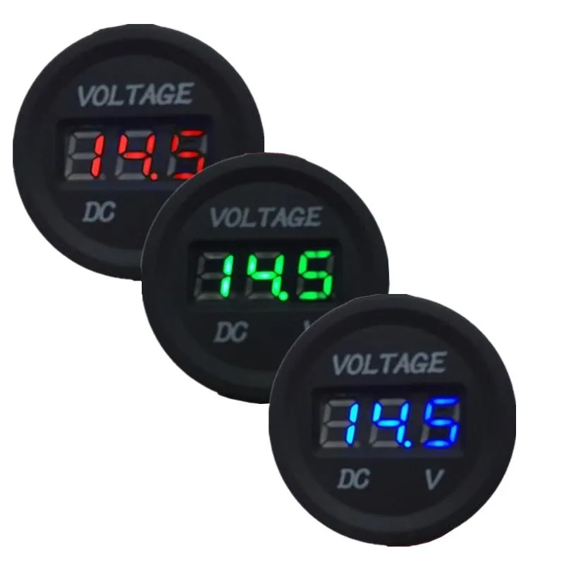 Jauge étanche professionnelle, voltmètre à affichage numérique LED 12V-24V, lumière LED rouge bleu vert pour mesure universelle de voiture et moto 6V-36V