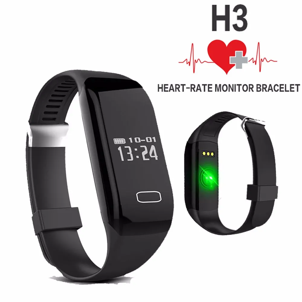 Hot Health Band Pulseira Inteligente H3 Pulseira Monitor de Freqüência Cardíaca Bluetooth 4.0 Passometer Rastreador De Fitness Esportes Smartband Para IOS e Android
