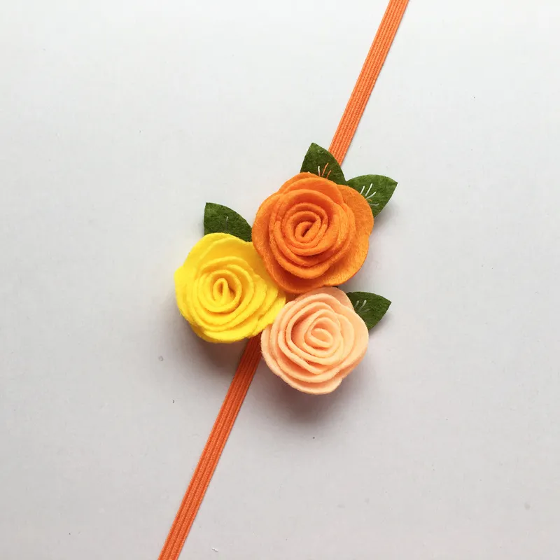 Triple Vilt Rose Flower Hoofdband voor Kids Baby GirlChristmas Hoofdband Peuter Hoofddeksels Prinses Po Props Haaraccessoires Ha2450040