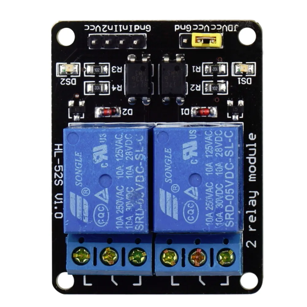 5 V 2 Kanaals Relais Module Shield met Optocoupler Voor Arduino ARM PIC PLC AVR DSP MCU SCM singlechip Elektronische