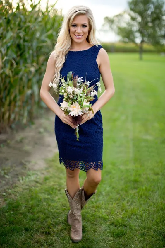 Custom-made Royal Blue Lace navy junior bridesmaid dresses with Jewel Zipper Back - Knee Length for Western Weddings (2016) Custom-made Royal Blue Lace navy junior bridesmaid dresses with Jewel Zipper Back - Knee Length for Western Weddings (2016)