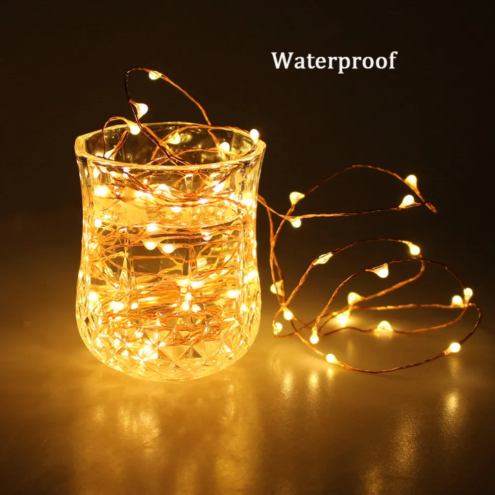 Waterdichte 2M LED AA Batterij Powered LED Copper Wire Fairy String Lights Lampen Indoor Outdoor Flexibele Dyi Verlichting voor Kerstfeest