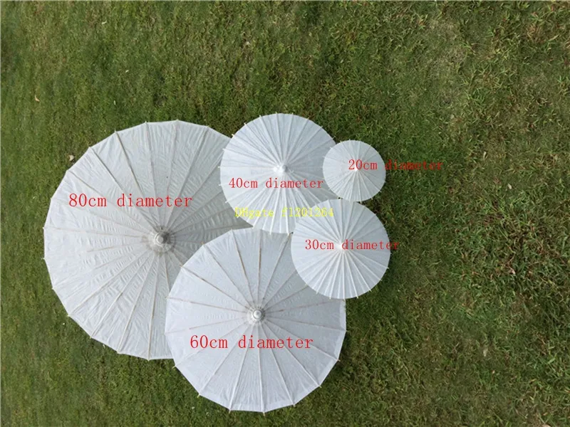 20cm/30cm/40cm/60cm diameter wooden Wedding Umbrella Parasol White Paper Long Handle Wedding Bridal Favor Parasol
