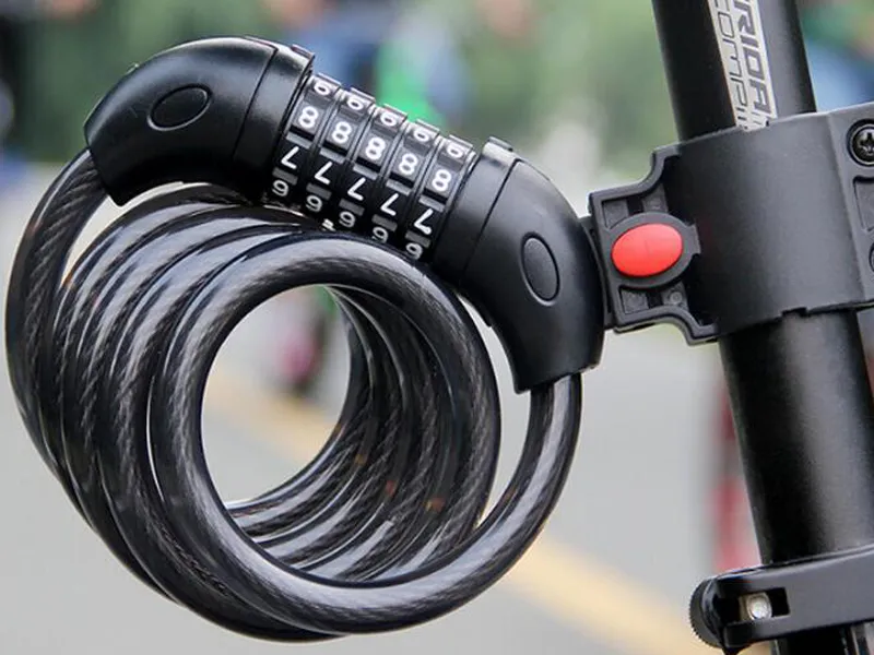 New Bicycle 5 Password Lock Mountain Bike Cable Wire Lock Chain Combination With 2 Keys Security Circle Lock9714896