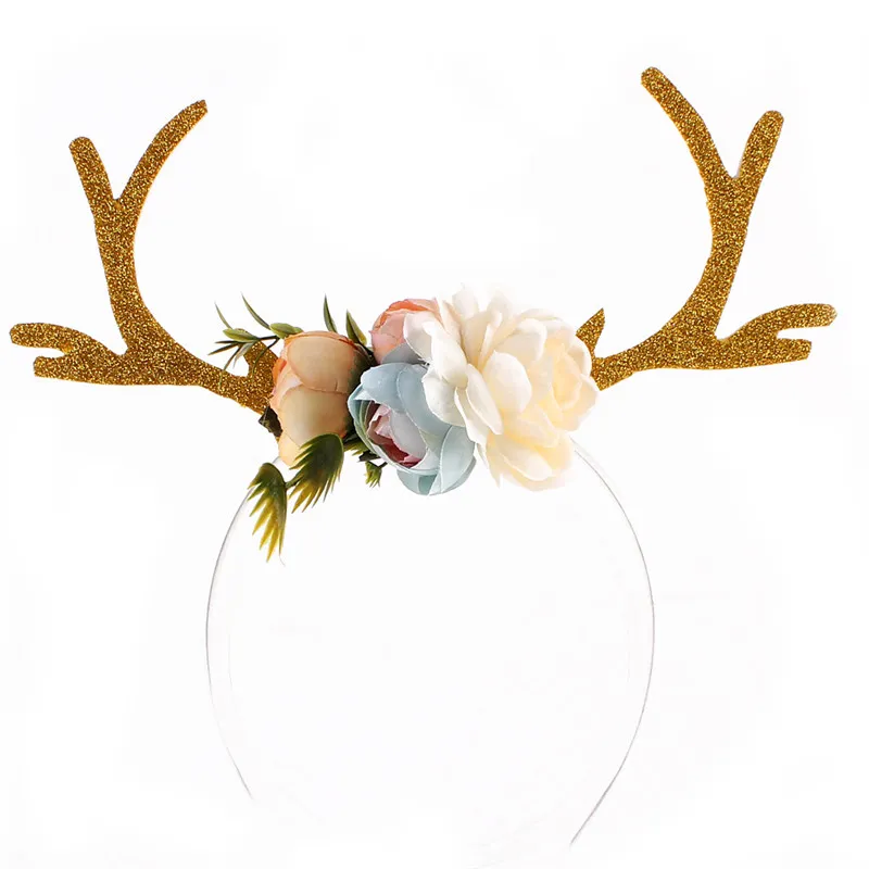 Jul pannband gåva kvinnor girs barn julhjort gevir kostym öronparty hårband nytt blommor hårband8681424