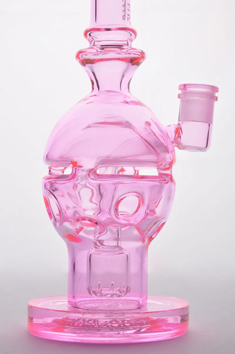 Chegada Nova rosa bongs simples artesanal tubulações de água de vidro Fab cachimbo Recycler Oil Rigs Bongs gaiola perc