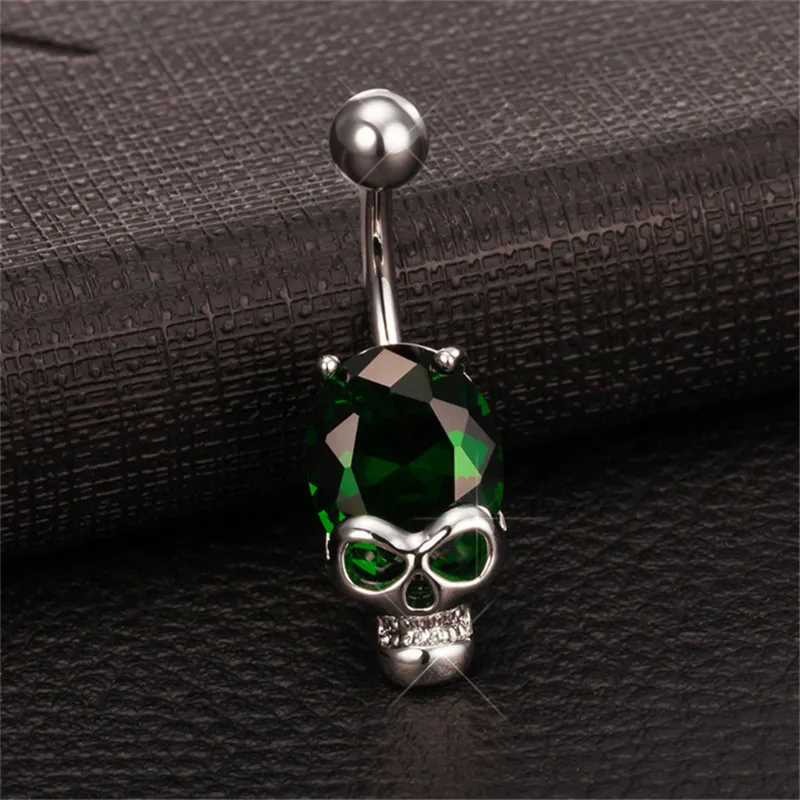 New Personality Jewelry Crystal Human Skeleton Navel Surgical Steel Rhinestone Body Navel Piercing Belly Button Rings Barbells Jewelry