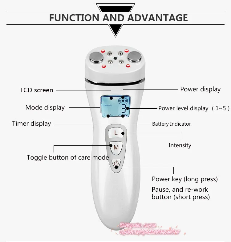 2017 Newest LED light thearpy EMS Radio Frequency RF beauty machine for skin care body face slimming DHL 