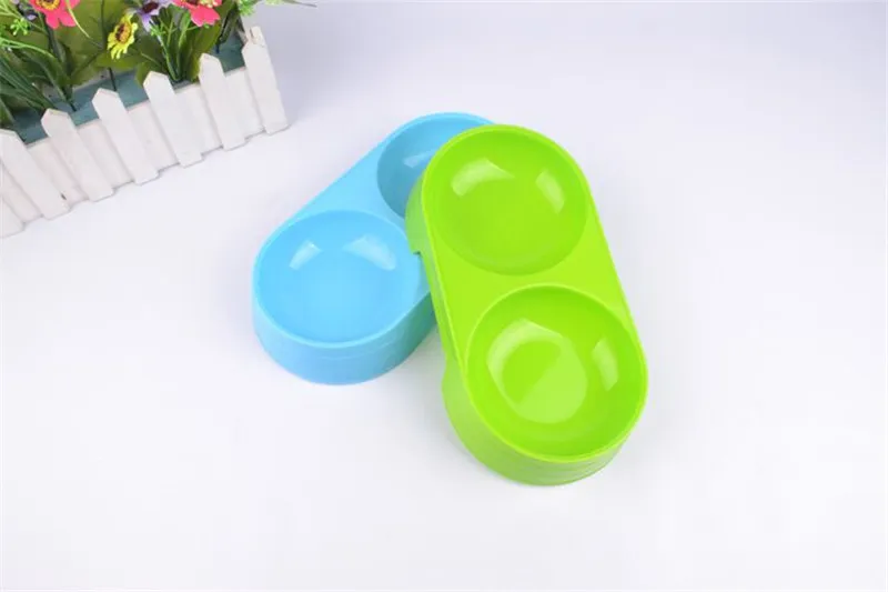 E74 Pet double Bowl pet plastic bowls pet portable dog drinking water feed food bowl 