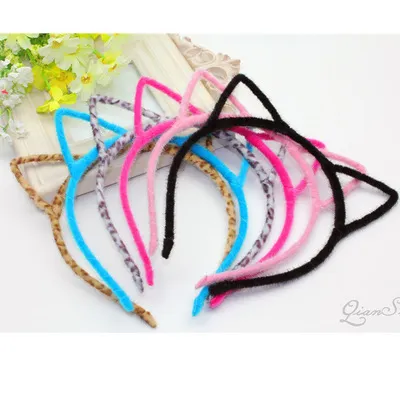 enfeites de cabelo de alta qualidade coreana cabeça ornamento bonitos de pelúcia orelhas de gato headband bandas de cabelo faixa de cabelo da moda cabeça Crianças 6 cores