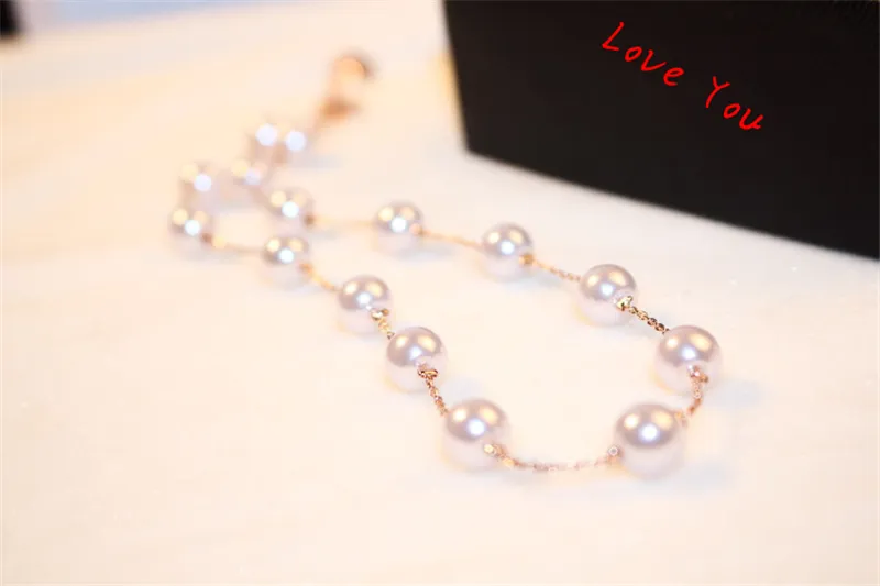 Vintage Pearl Necklace Rose Gold Plated Link Chain Necklace Fashion Women Choker Necklace for Bride Wedding Party Jewelry