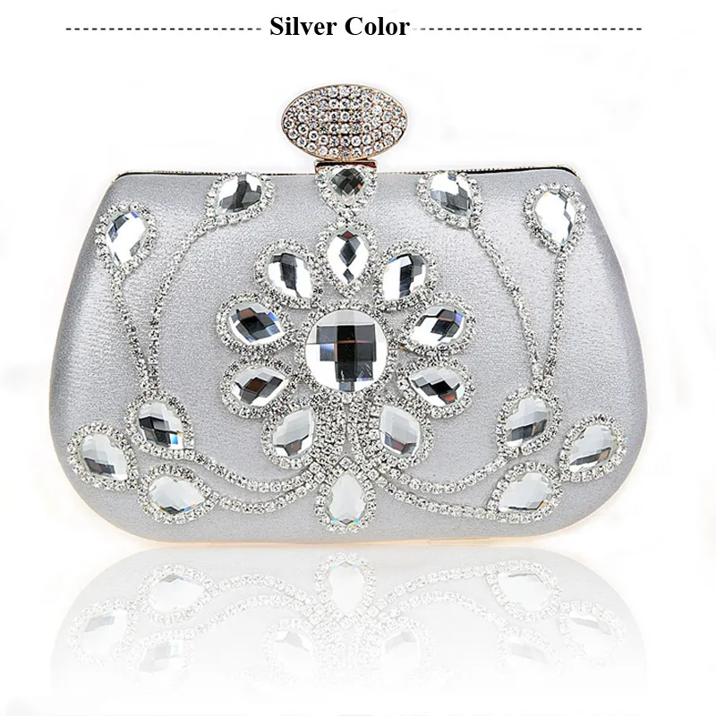 Ny stil rhinestone nattklubb handväska formell klänning koppling väska bröllopsfest prom handväska blå guld silver lila rosa